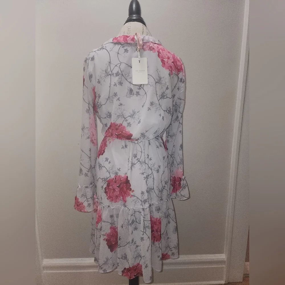 **LAST CHANCE** NWT -Ted Baker Babylon Ruffle Pink Floral Dress (TB Size 4) - - Picture 5 of 5